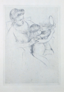 Mary Cassatt Original Etching Looking into the Handmirror 2
