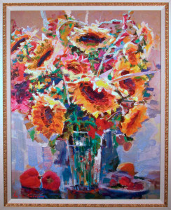 Still Life With Sunflowers on Canvas by Lau Chun