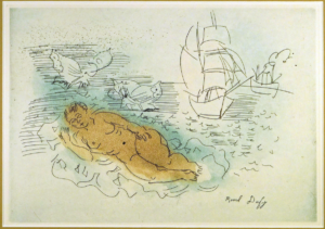 The Bather Original Etching by Raoul Dufy Framed