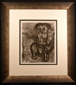 The Rat and the Elephant Original Etching by Marc Chagall Framed