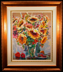 Still Life with Sunflowers on Canvas by Lau Chun
