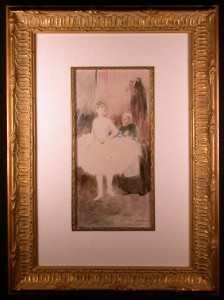 Dancer and Her Dresser Original Watercolor by Jean-Louis Forain Framed and Matted
