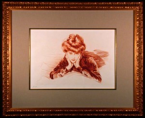 The Framed Face Original Etching by Paul Cesar Helleu Framed and Matted