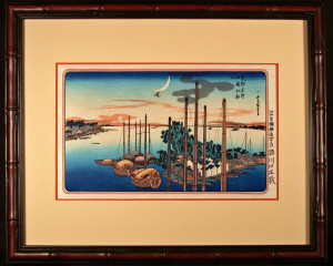 Framed and Matted First Cuckoo of the Year Over Tsukudajima Island after Ando Hiroshige