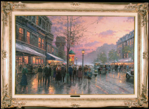 Boulevard Lights, Paris Signed Kinkade on Canvas