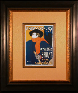 Aristide Bruant Color Lithograph after Toulouse-Lautrec Framed and Matted