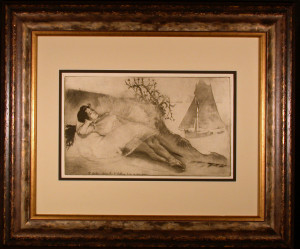 Something or Other Original Etching by Louis Legrand Framed and Matted