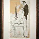 Couple, Seated with Cactus, Original Ink and Gouache by Rudolf Bauer