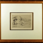 Original Etching by Renoir Nu Couche Turned Left Framed and Matted