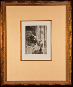 Framed and Matted Renee Hugging Father Etching by James Tissot