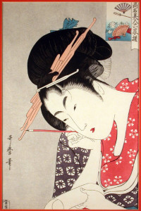 Flower Fan Japanese Print after Utagawa Utamaro